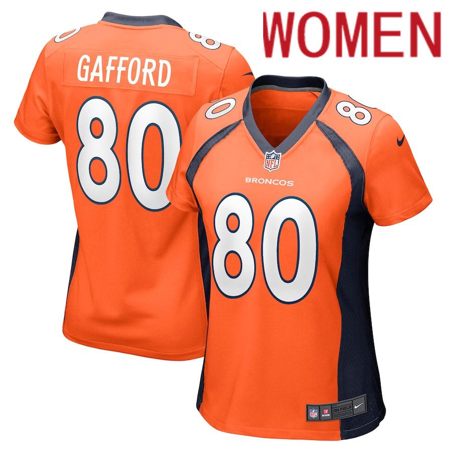 Women Denver Broncos #80 Rico Gafford Nike Orange Game NFL Jersey->women nfl jersey->Women Jersey